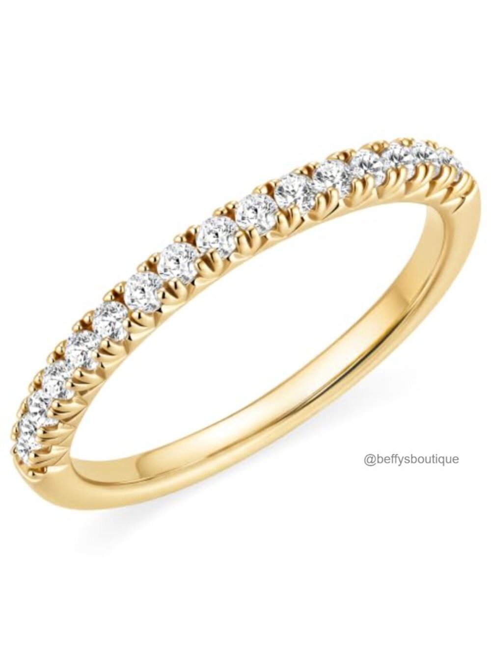 14K Gold Plated Half Eternity Ring Stackable Bezel Wedding Band